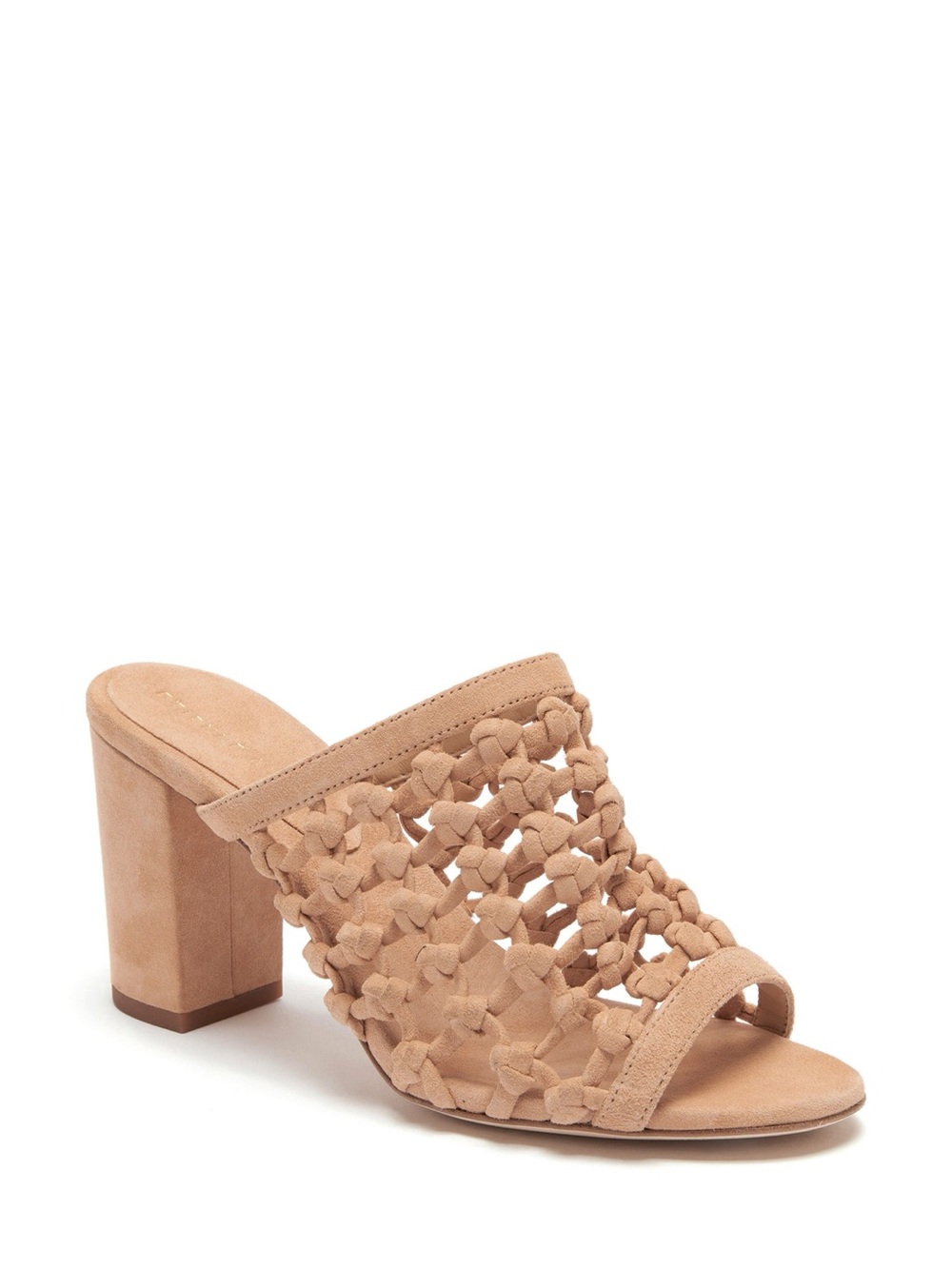 Etienne Aigner Women's Tan Woven Suede Block Heel Mule size 7